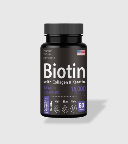 Biotin för Hår 15 000 mcg – Premium Hårvitamin med Kollagen & Keratin